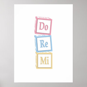 Poster "Do Re Mi" Solfeggio Baby Blocks Enfants Musique