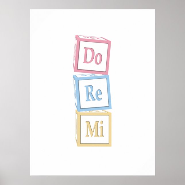 Poster "Do Re Mi" Solfeggio Baby Blocks Enfants Musique (Devant)