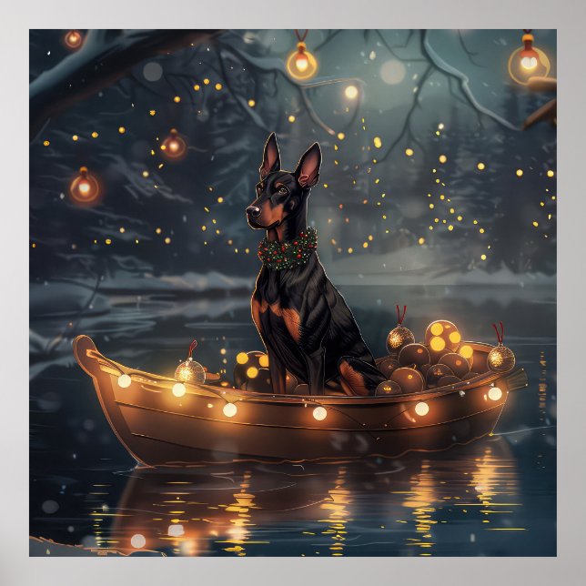 Poster Doberman Christmas Festive Voyage (Devant)