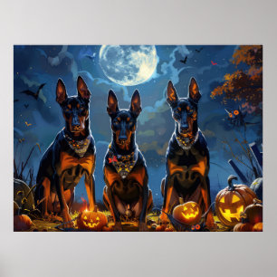 Poster Doberman Halloween Épouvantable