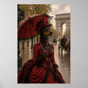 Poster Doberman Lady on the Champs-Élysées – Victorian Pa