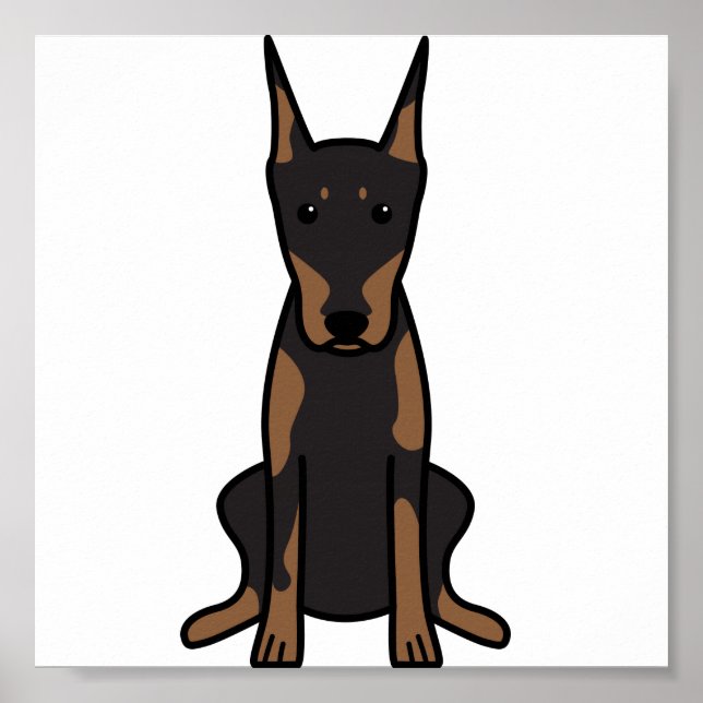 Poster Doberman Pinscher Dessin de chien (Devant)