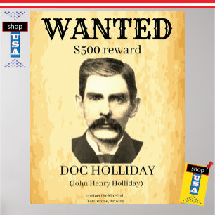 Poster Doc Holliday Recherché Old West Vintage