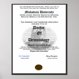 Poster Docteur d'université de Miskatonic de Demonolgy