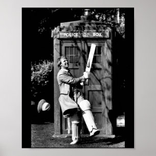 Poster Doctor Who Peter Davison Cricket Tardis 1981 Tank