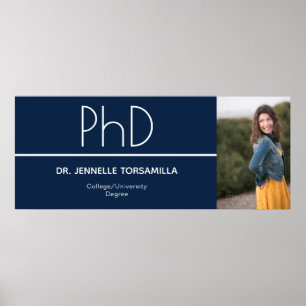 Poster Doctorat Bleu Blanc Graduation Photo Celebration