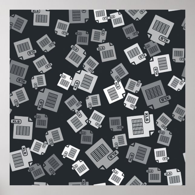 Poster Document de fichier XLS gris. icône de bouton Télé (Devant)