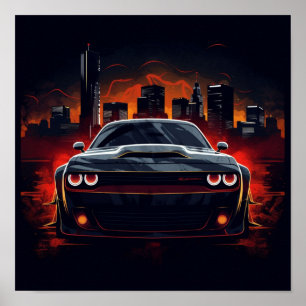Poster Dodge Challenger SRT Demon Sports Car 2018