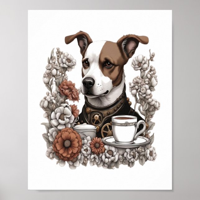Poster dog anc coffee (Devant)