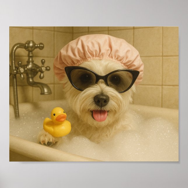 Poster dog cute bathroom decor funny  (Devant)