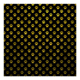 Poster Dog Empreinte de patte Gold Black Arrière - plan M