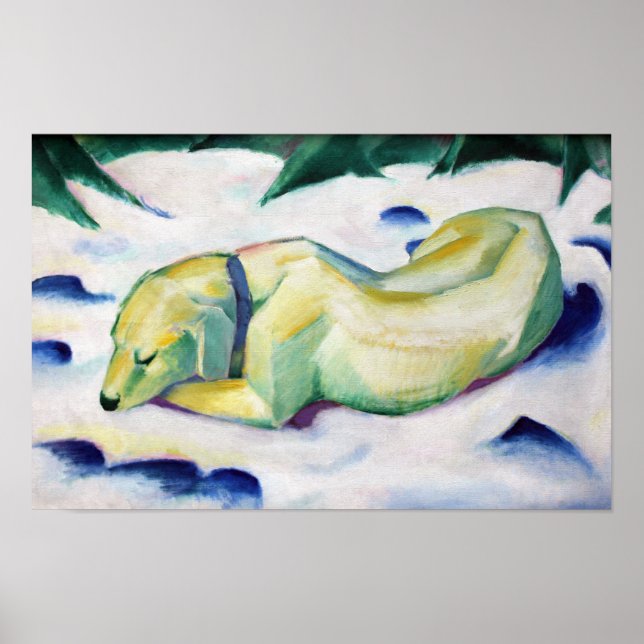 Poster Dog Lying in the Snow (1911) by Franz Marc (Devant)
