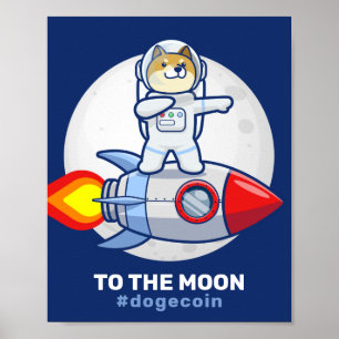 Poster Dogecoin À La Lune Rocket Man Space Doge Crypto
