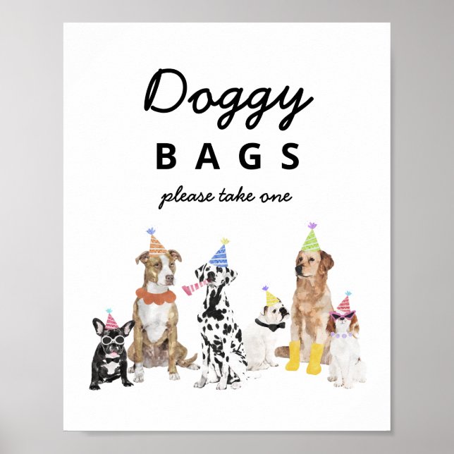 Poster Doggy Sacs Chien Anniversaire Faveur Signer (Devant)