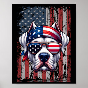 Poster Dogo argentin patriotique Amoureux des chiens US D