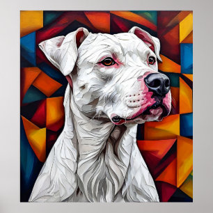 Poster Dogo Argentino Chien de Garde Blanc Race Puissante