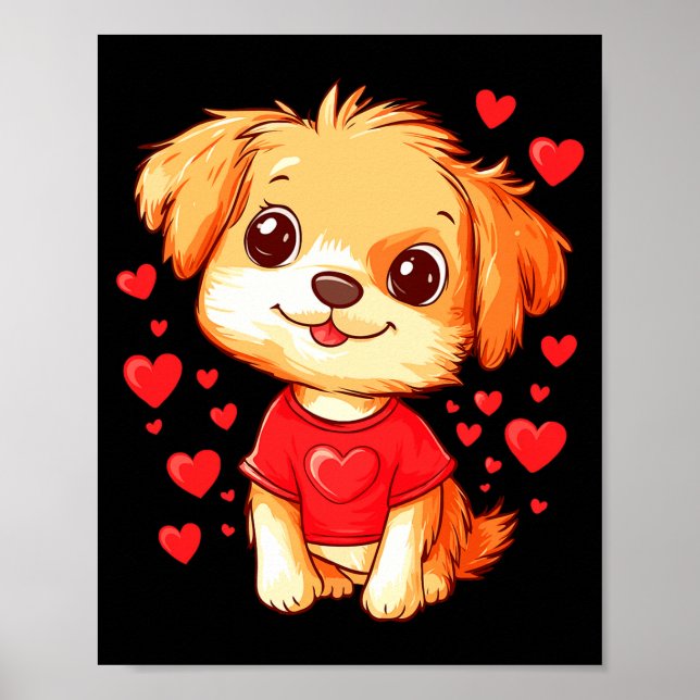 Poster Dogs Lover Heart Girls Puppy Valentine S Day Women (Devant)