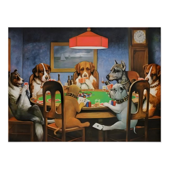 Poster Dogs Playing Poker by Cassius Marcellus Coolidge's (Devant)