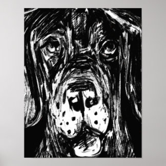 Poster Dogue allemand dessin au charbon