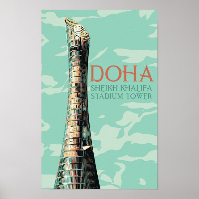 Poster Doha Sheikh Khalifa Illustration du stade Qatar (Devant)