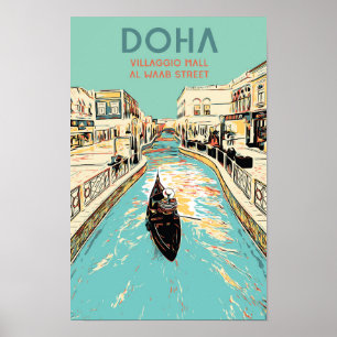 Poster Doha Village Mall illustration Qatar