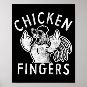 Poster Doigts de poulet, doigts du milieu, poulet drôle