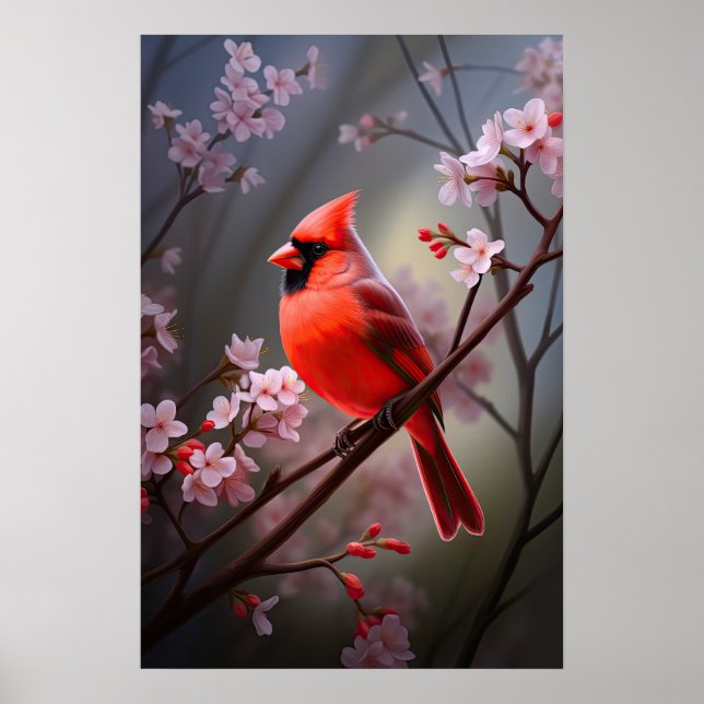 Poster d'oiseaux rouges du cardinal nord de l'Ohio (Devant)