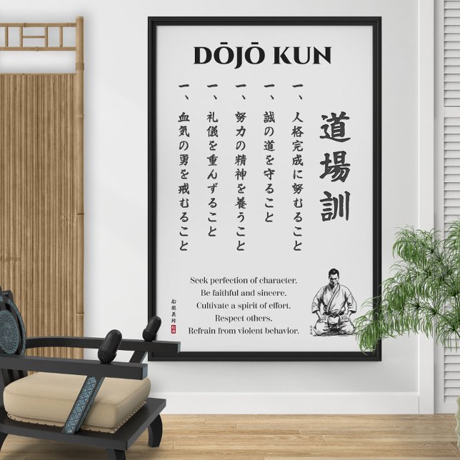 Poster Dojo Kun – The Five Precepts of Karate (Créateur téléchargé)