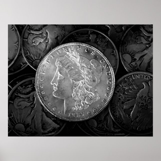 Poster Dollar d'argent Liberty 1887 (Devant)