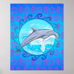 Poster Dolphin Maori Sun