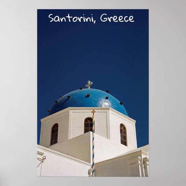 Poster Dôme bleu, Santorin, Grèce (Devant)