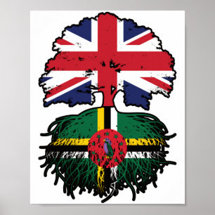 Poster Dominique Dominicain Britannique Drapeau des racin