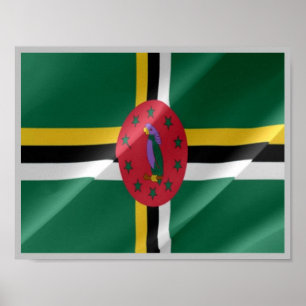 Poster Dominique - drapeau dominicain agitant -