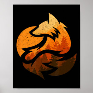 Poster Don De Design Animal Fox Avec Nature Trees Chasse