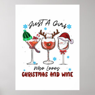 Poster Don De Noël Juste Une Fille Qui Aime Noël Et Vin