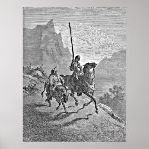Poster Don don Quichotte et illustration de Sancho Panza