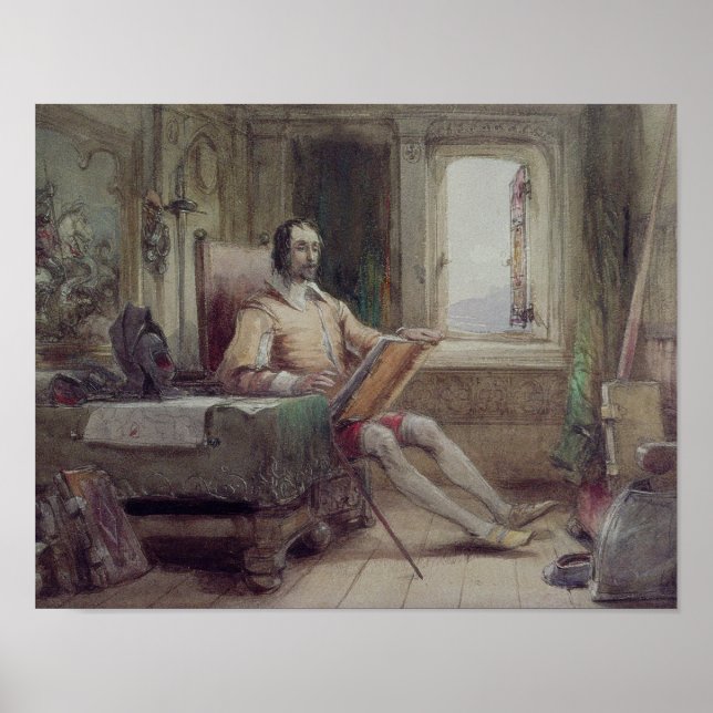 Poster Don Quichotte dans son étude (Devant)