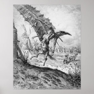 Poster Don Quichotte et les moulins à vent
