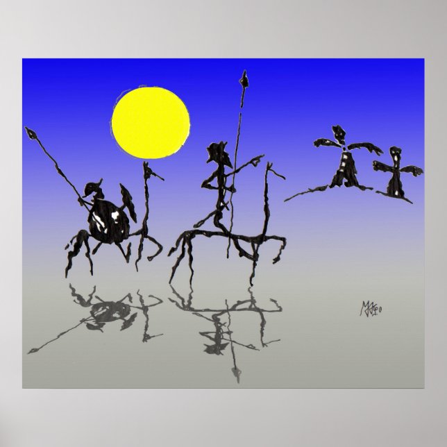 Poster Don quijote y Sanchopanza (couleur numérique) (Devant)