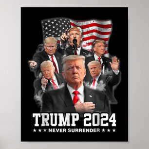 Poster Donald J Trump 2024 Ne jamais céder 1