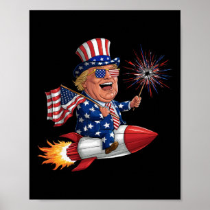 Poster Donald Trump 2024 heureux 4 juillet Trump américai