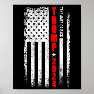 Poster Donald Trump 2024 Reprendre le drapeau américain à