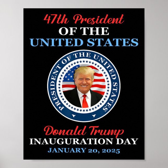 Poster Donald Trump 47e président 2025 Inauguration États (Devant)