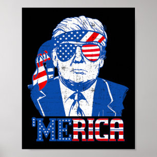 Poster Donald Trump Chemise Merica Trump Drapeau américai