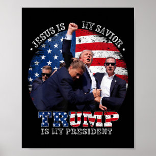 Poster Donald Trump Combattre Jésus Est Mon Sauveur Trump
