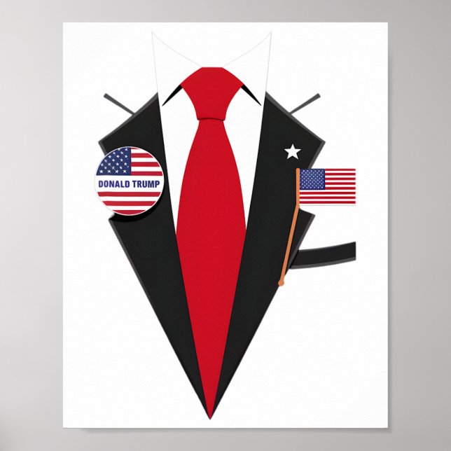 Poster Donald Trump Costume Et Cravate Halloween Costume  (Devant)