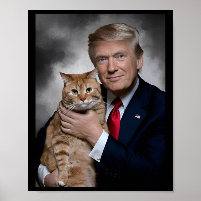 Poster Donald Trump Et Cat Drôle Trump Et Chat (Devant)