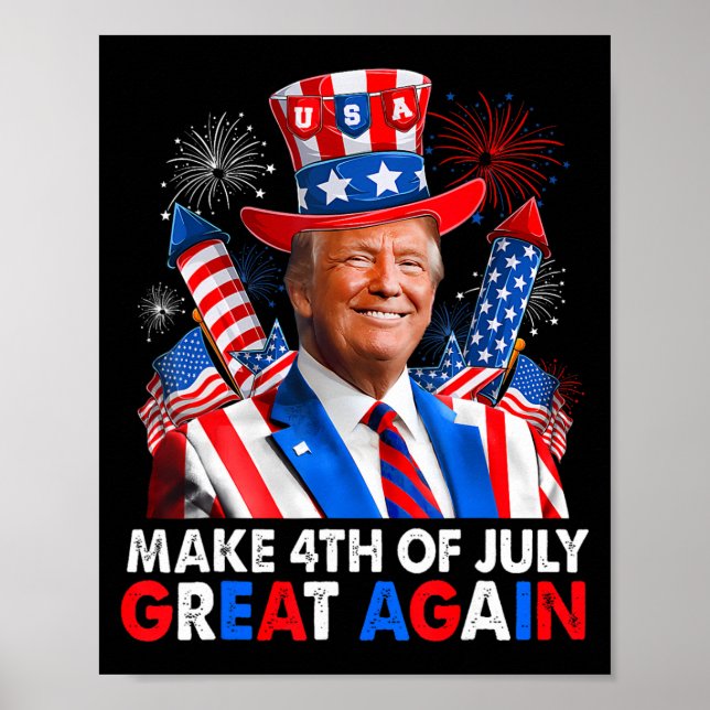 Poster Donald Trump Feu patriotique Faire 4 juillet G (Devant)