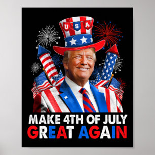 Poster Donald Trump Feu patriotique Faire 4 juillet G