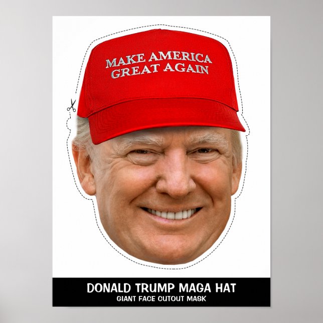 POSTER DONALD TRUMP MAGA CASQUETTE CUTOUT MASQUE (Devant)